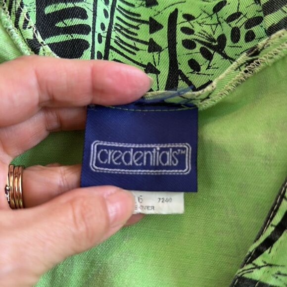 Vintage 80s/90s Credentials brand green & black patterned cotton vest - Picture 7 of 9